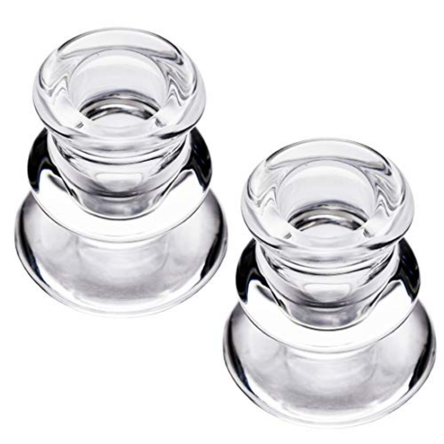 Candle Holder Set - Clear Glass Candlestick Holders, Set of