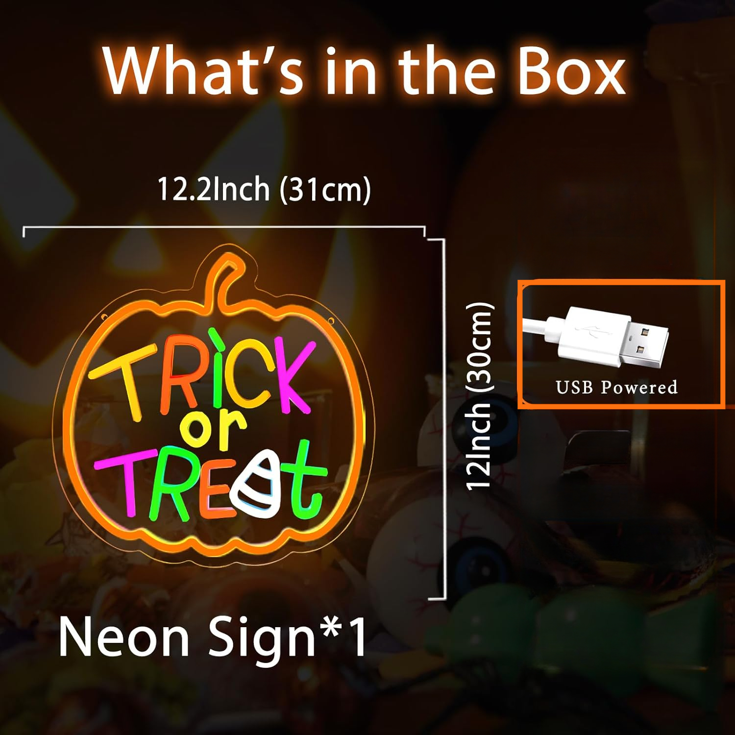 Trick or Treat Neon Sign with  - Home Decor Lighting Tricks ulasan dan harga