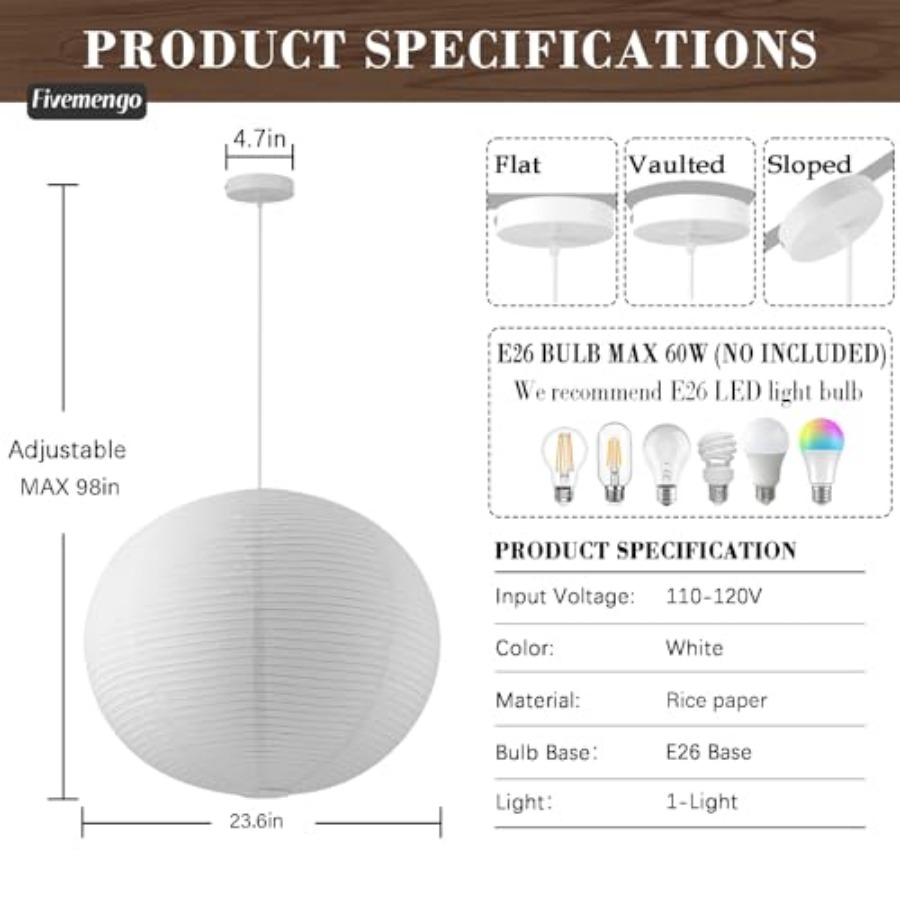Large Rice Paper Pendant Light - Lantern Paper Solar ulasan dan harga