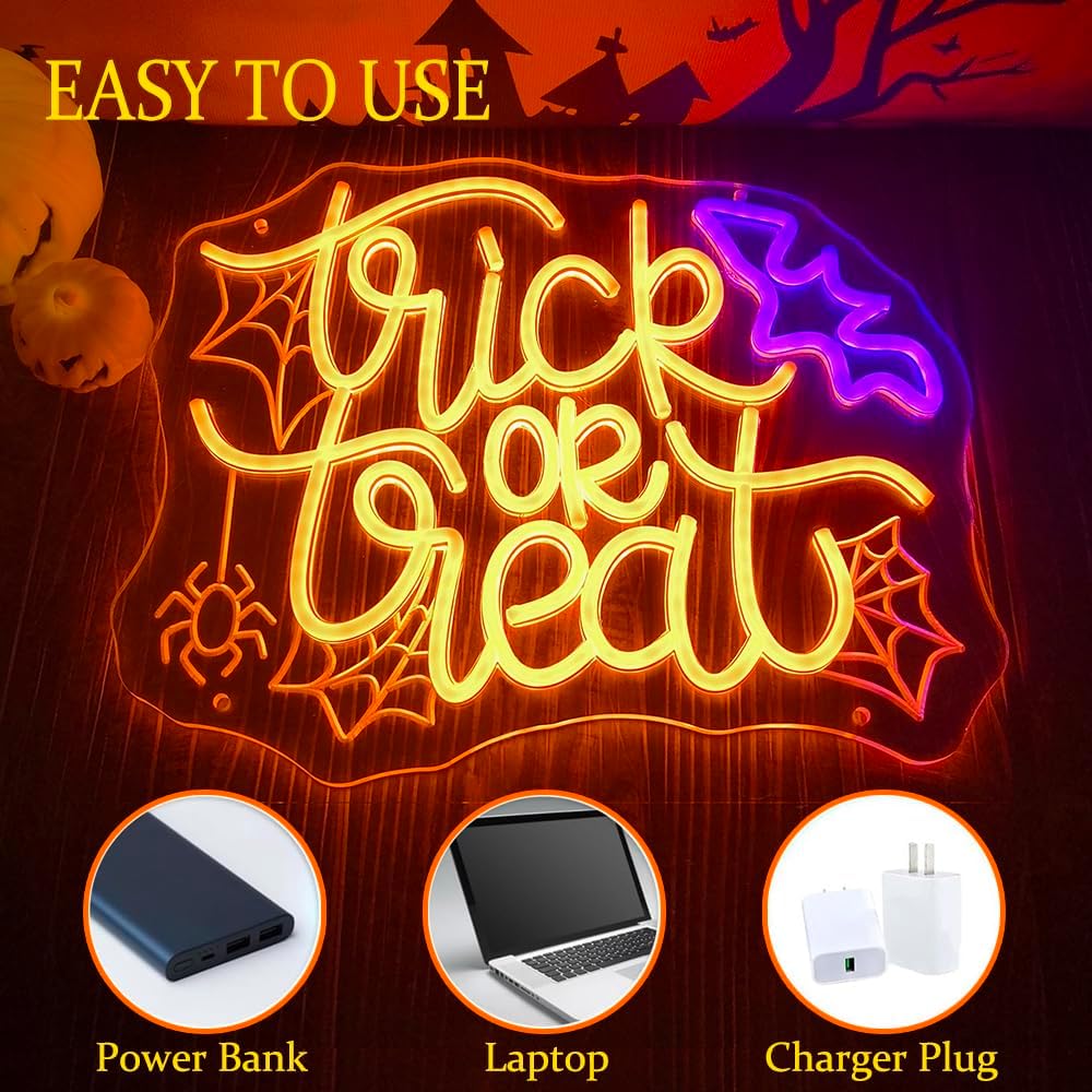 Trick or Treat LED Neon Sign U - Home Decor Lighting Tricks ulasan dan harga