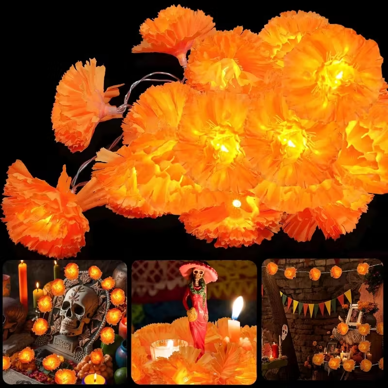 5 Ft LED Orange Marigold Garla - Lighting Decor For Diwali ulasan dan harga