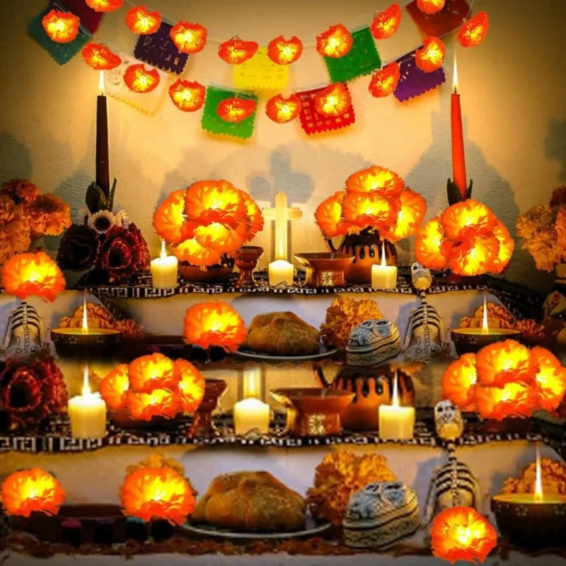 5 Ft LED Orange Marigold Garla - Lighting Decor For Diwali ulasan dan harga