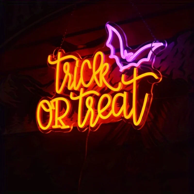 Trick or Treat Neon Sign Light - Home Decor Lighting Tricks ulasan dan harga