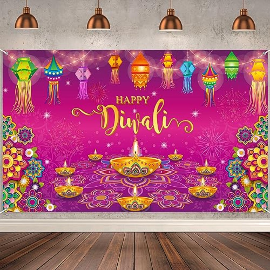 Happy Diwali Backdrop Banner D - Lighting Decor For Diwali ulasan dan harga