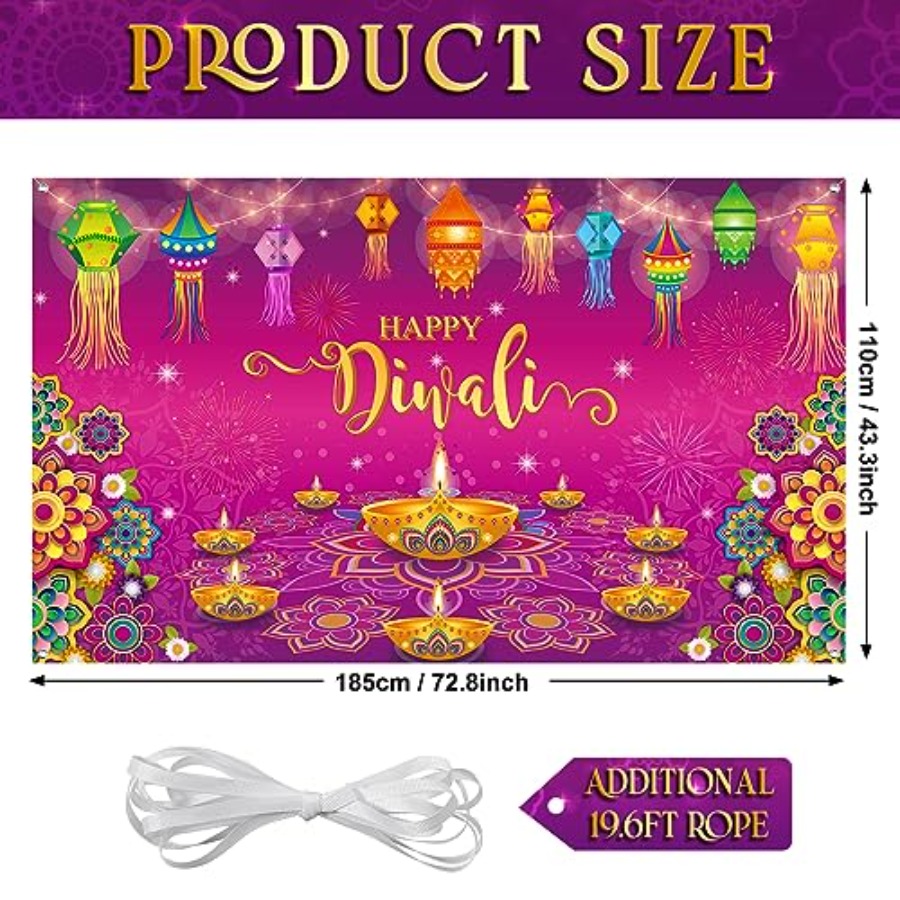 Happy Diwali Backdrop Banner D - Lighting Decor For Diwali ulasan dan harga