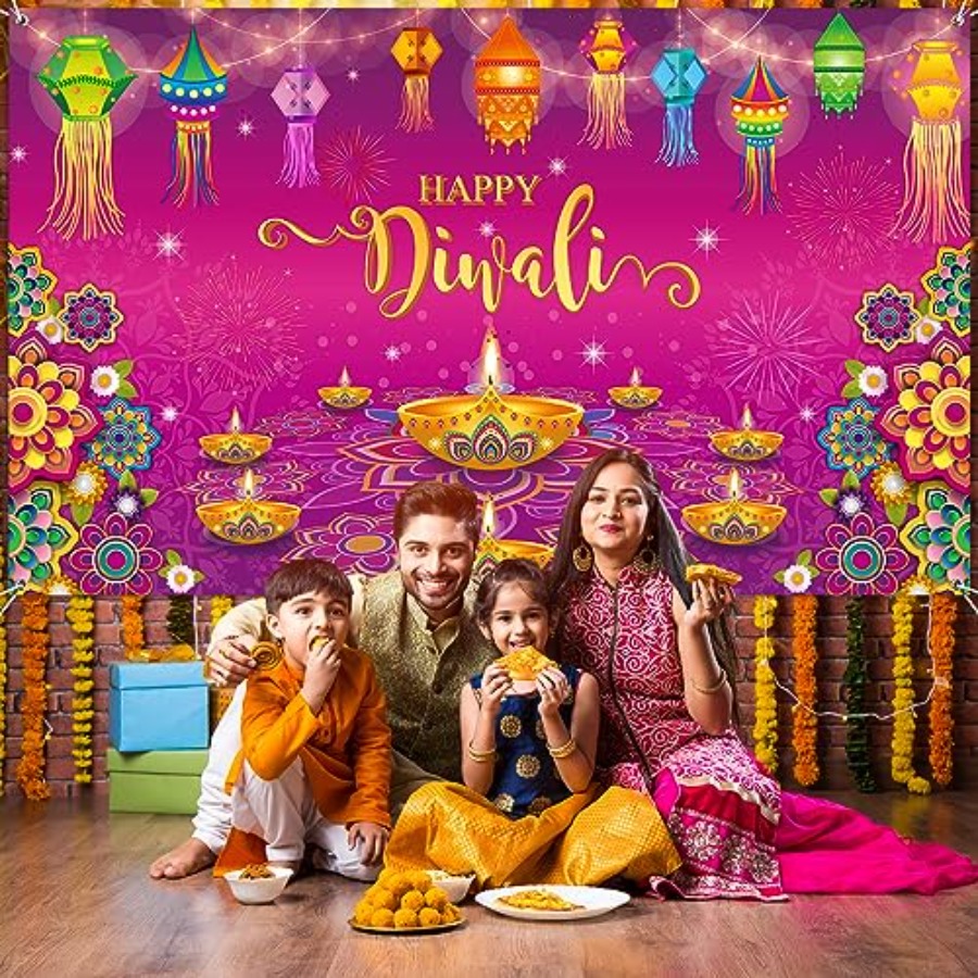 Happy Diwali Backdrop Banner D - Lighting Decor For Diwali ulasan dan harga