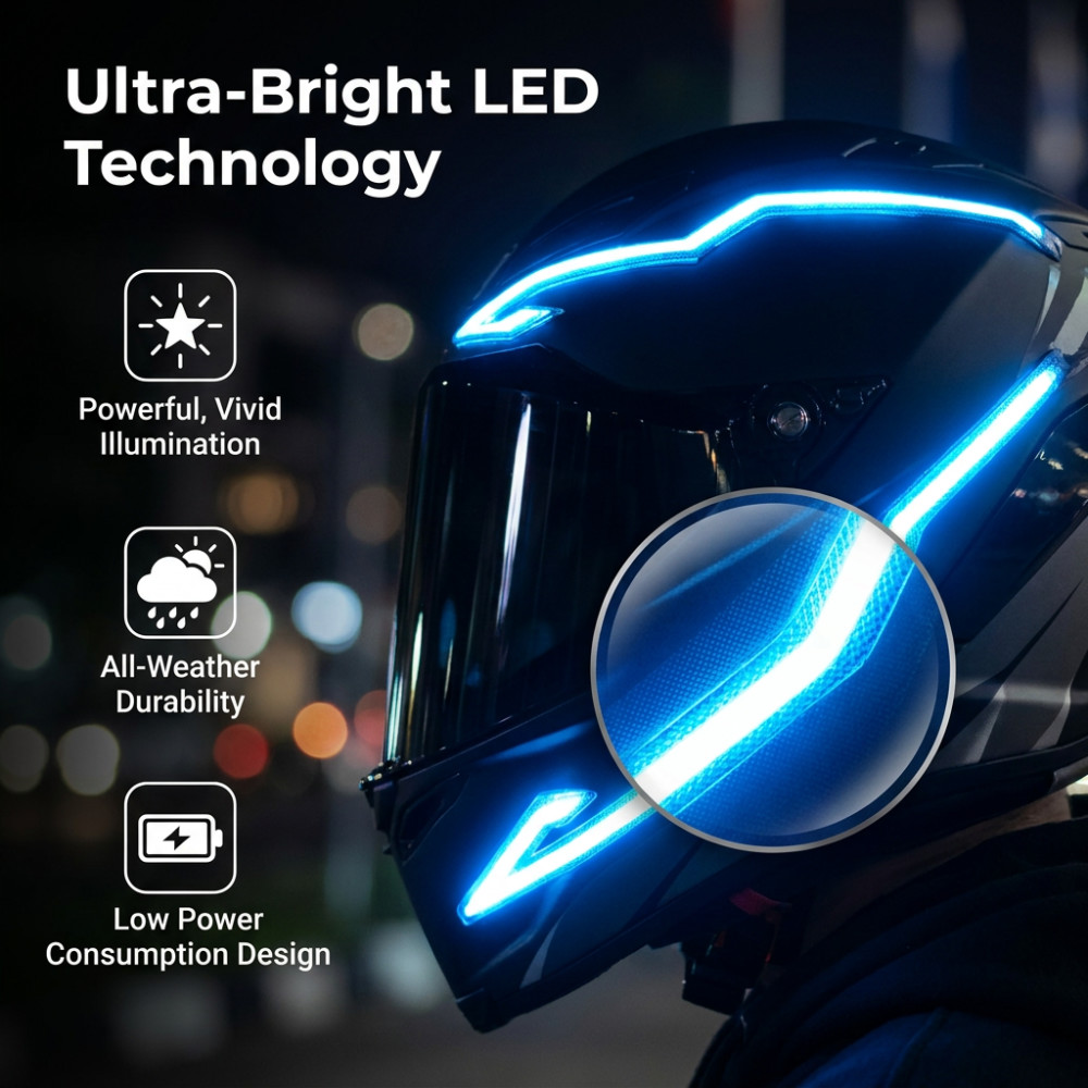 Motorcycle Helmet Light Night  - Lighting Bolt Decor ulasan dan harga