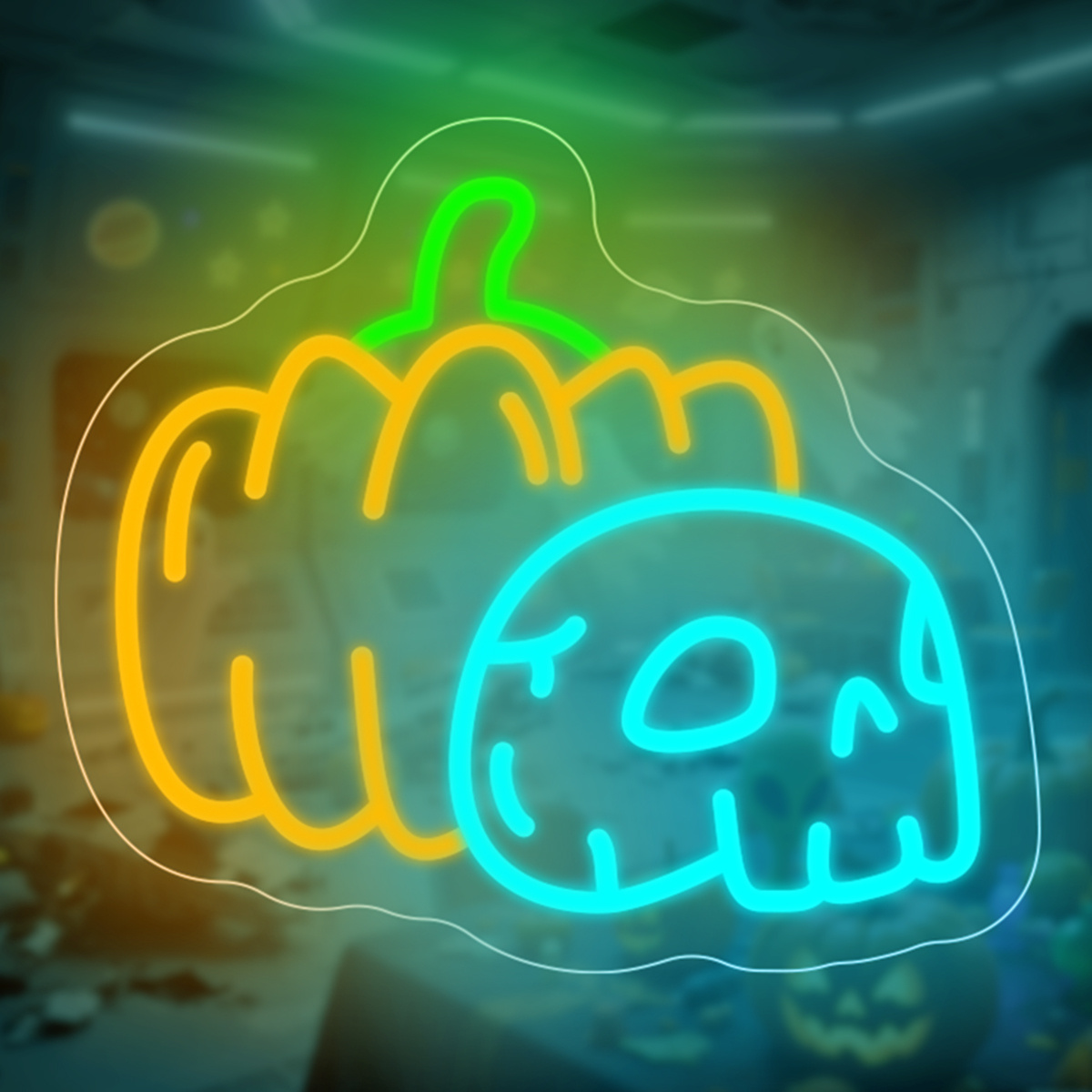Pumpkin Skull Neon Sign USB Di - Home Decor Lighting Tricks ulasan dan harga