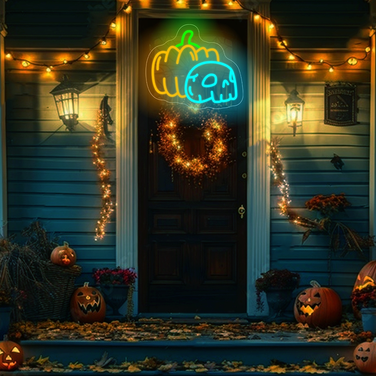 Pumpkin Skull Neon Sign USB Di - Home Decor Lighting Tricks ulasan dan harga