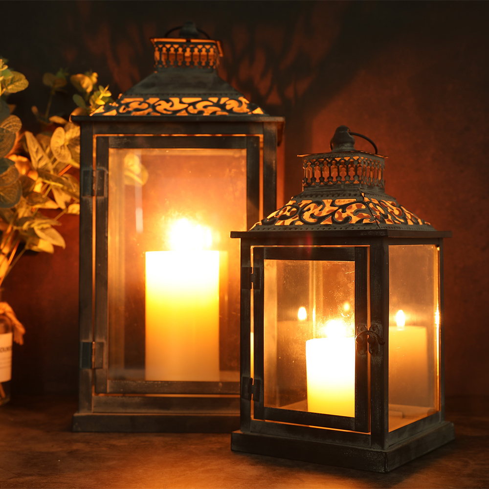 Set of Two Antique Grey Metal  - Candle Holder Set ulasan dan harga