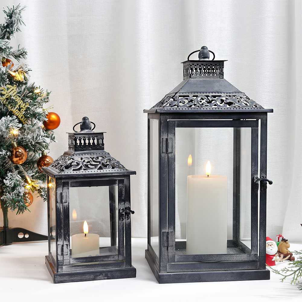 Set of Two Antique Grey Metal  - Candle Holder Set ulasan dan harga