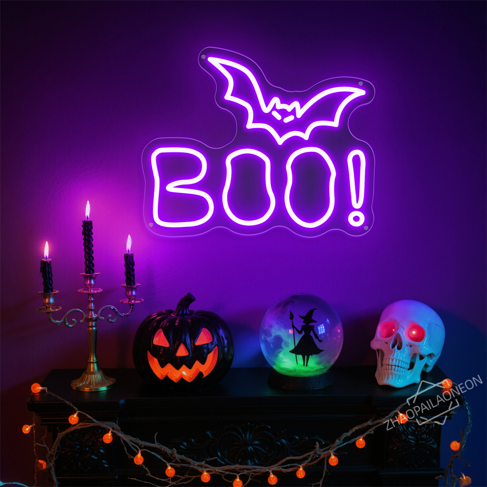 BOO LED Neon Sign Halloween Li - Home Decor Lighting Tricks ulasan dan harga