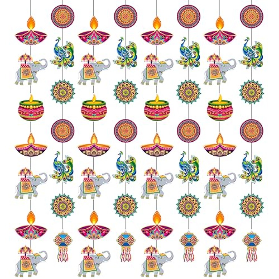 8 Pcs Happy Diwali Hanging Dec - Lighting Decor For Diwali ulasan dan harga