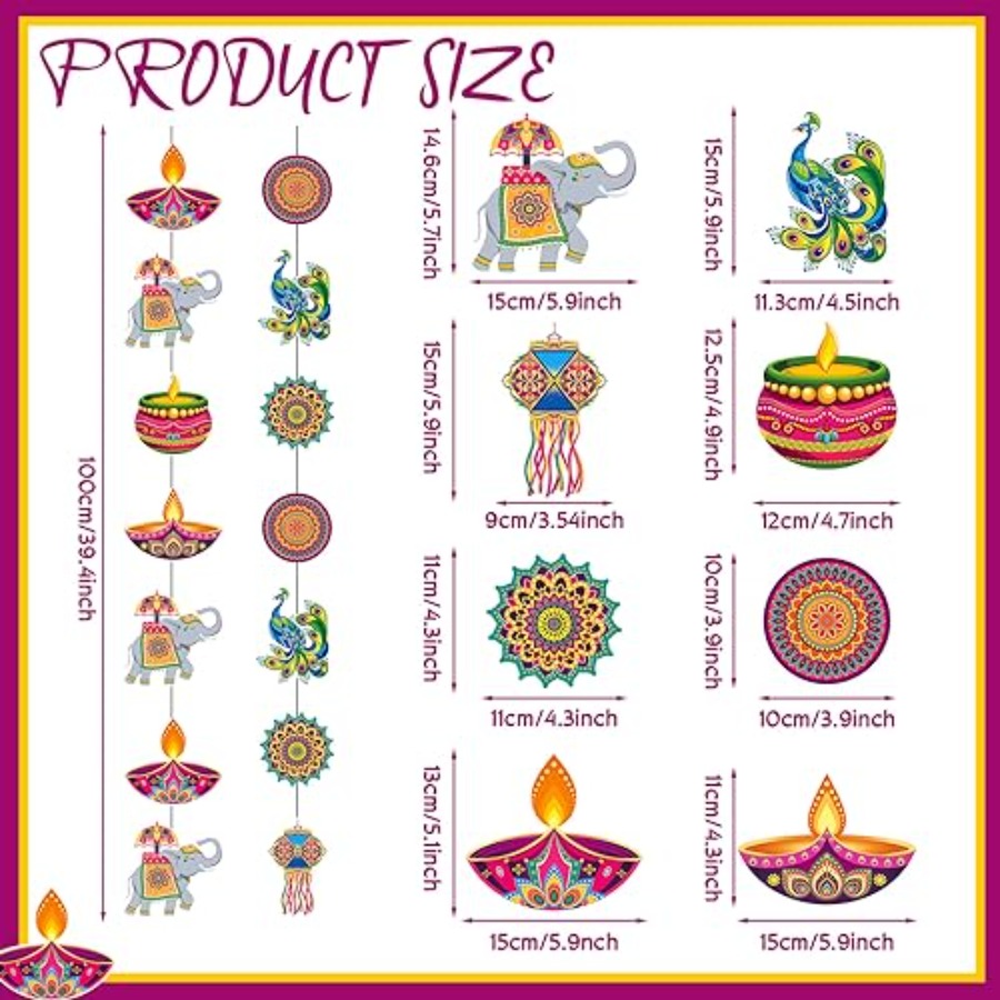 8 Pcs Happy Diwali Hanging Dec - Lighting Decor For Diwali ulasan dan harga