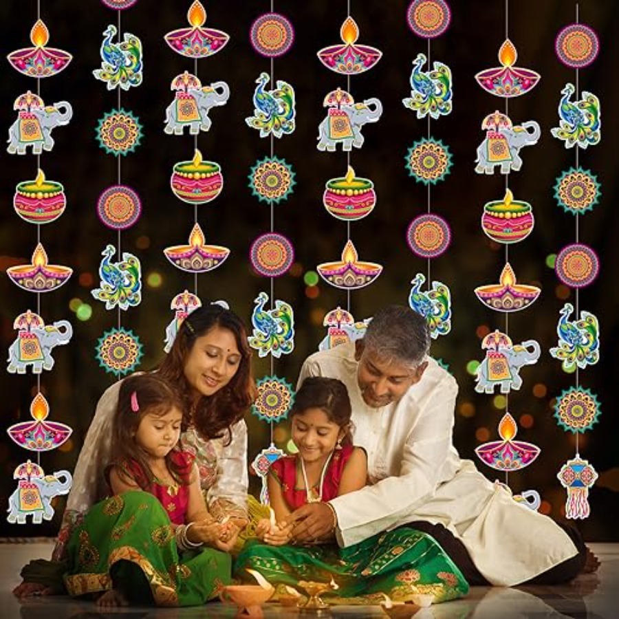 8 Pcs Happy Diwali Hanging Dec - Lighting Decor For Diwali ulasan dan harga