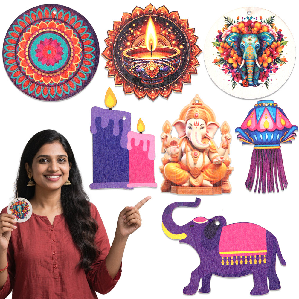 Diwali Themed Decor - Wooden C - Lighting Decor For Diwali ulasan dan harga