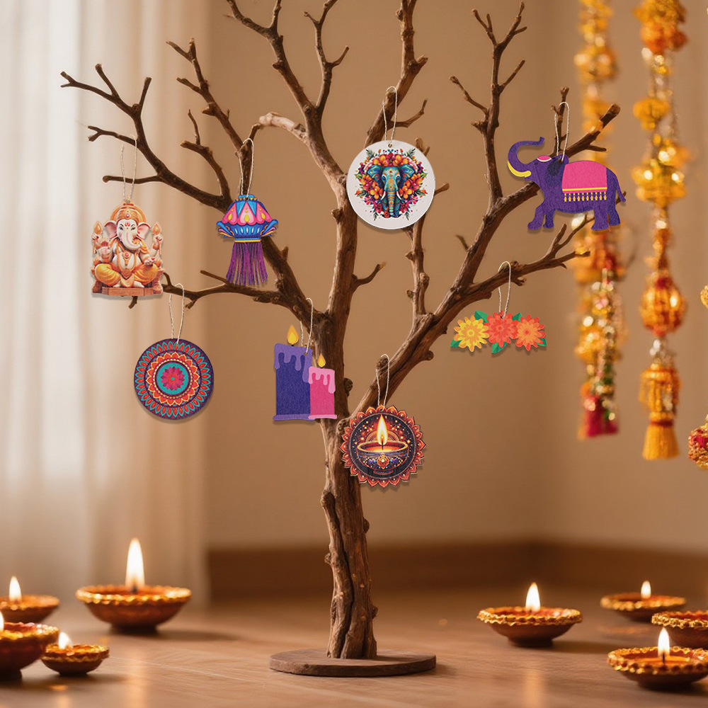 Diwali Themed Decor - Wooden C - Lighting Decor For Diwali ulasan dan harga