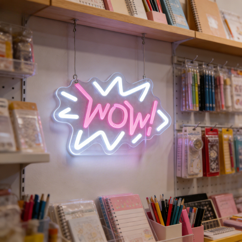 Wow Neon Sign LED Night Light  - Lighting Decor Wow ulasan dan harga