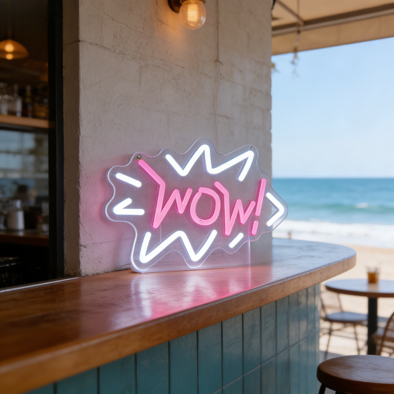 Wow Neon Sign LED Night Light  - Lighting Decor Wow ulasan dan harga