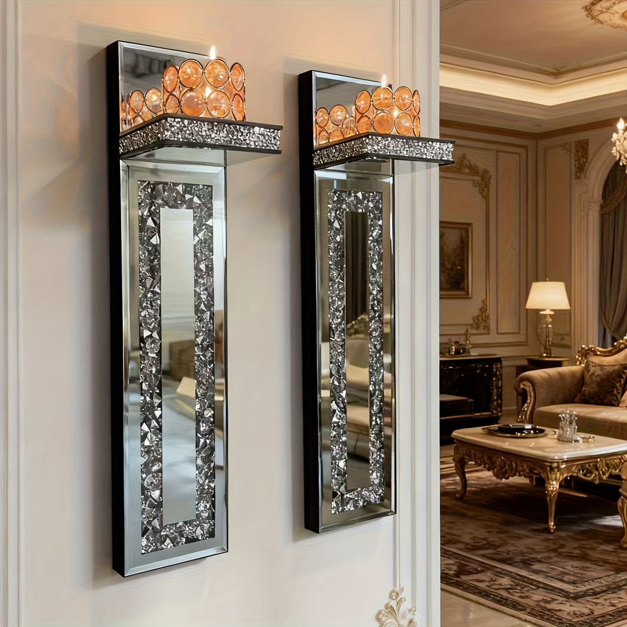 2-Piece Elegant Golden Wall Ca - Candle Holder Set ulasan dan harga