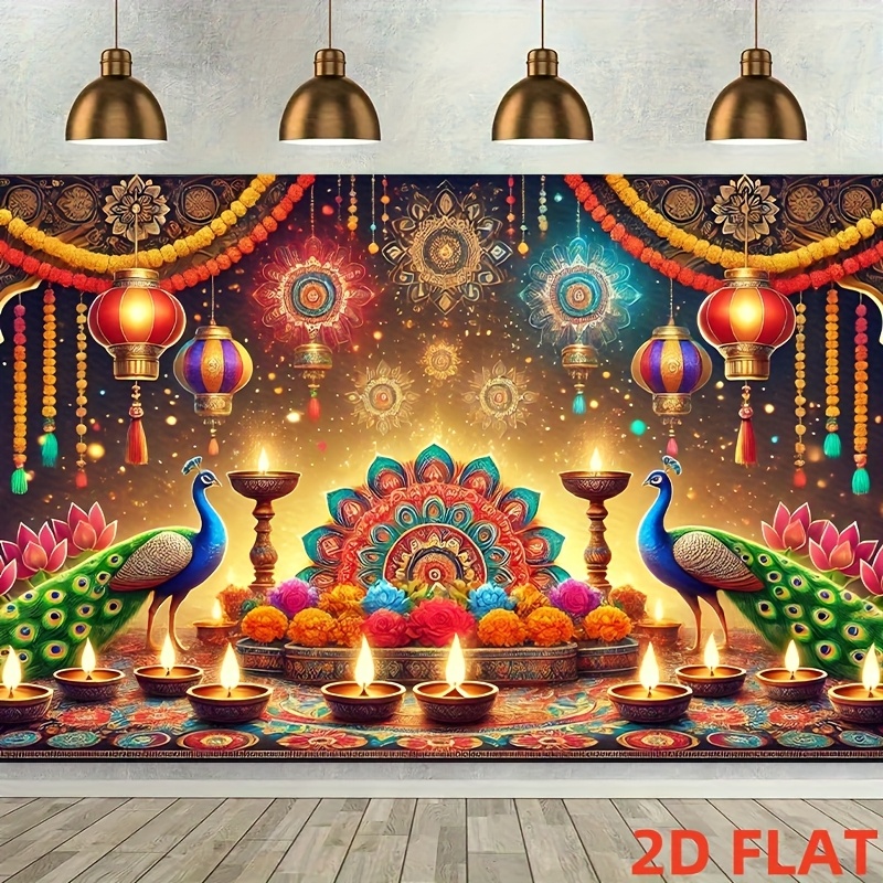 Diwali Peacock Lantern Tapestr - Lighting Decor For Diwali ulasan dan harga