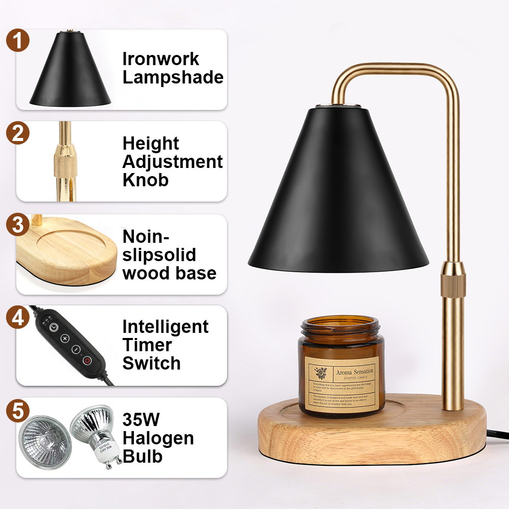 Black Candle Warmer Lamp with  - Lighting Decor Living Room ulasan dan harga