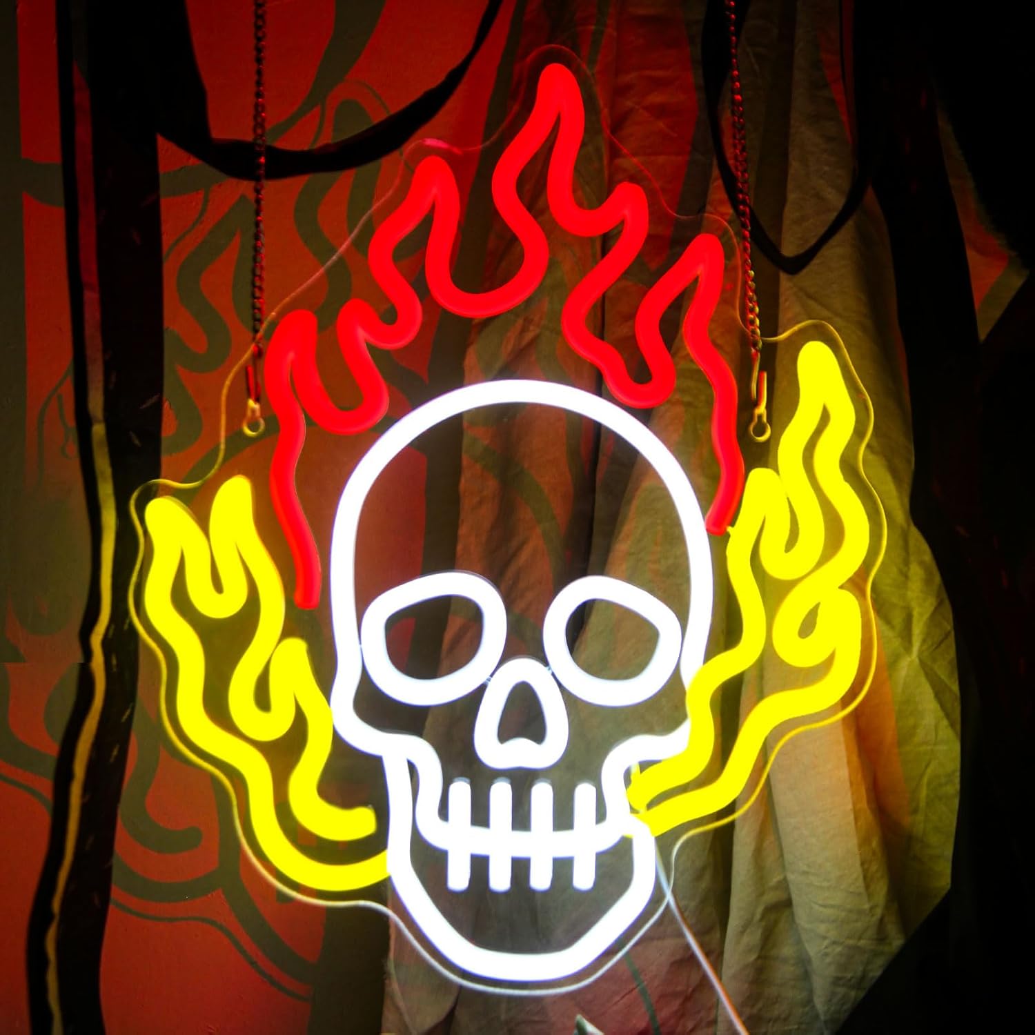 Gevbay Skull Neon Sign Hallowe - Home Decor Lighting Tricks ulasan dan harga