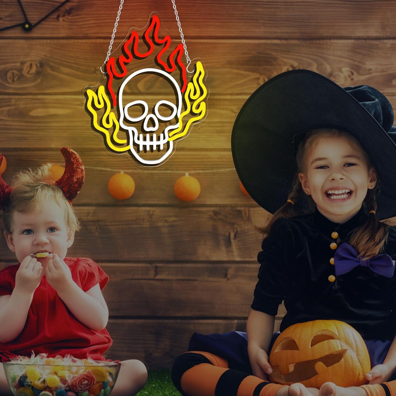 Gevbay Skull Neon Sign Hallowe - Home Decor Lighting Tricks ulasan dan harga