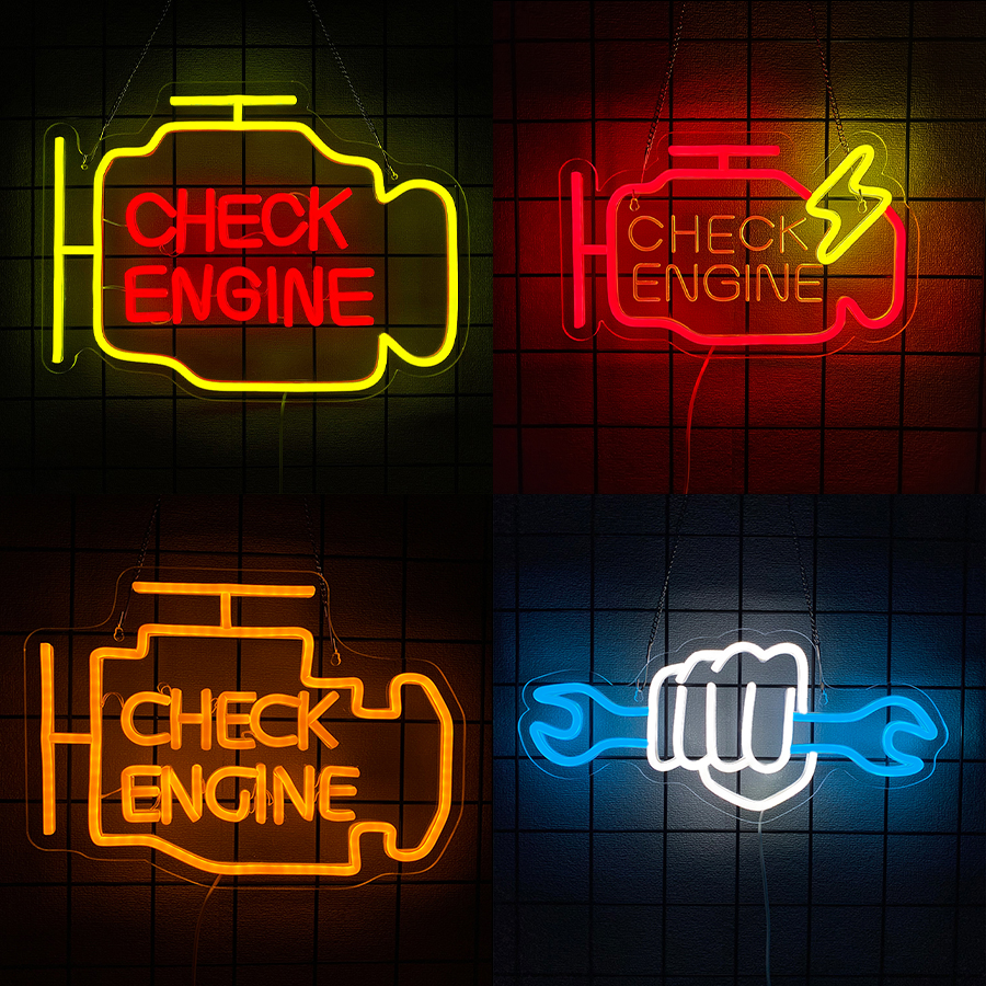 Check Engine Neon Sign For Wal - Garage Lighting Decor ulasan dan harga