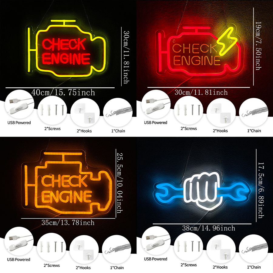 Check Engine Neon Sign For Wal - Garage Lighting Decor ulasan dan harga