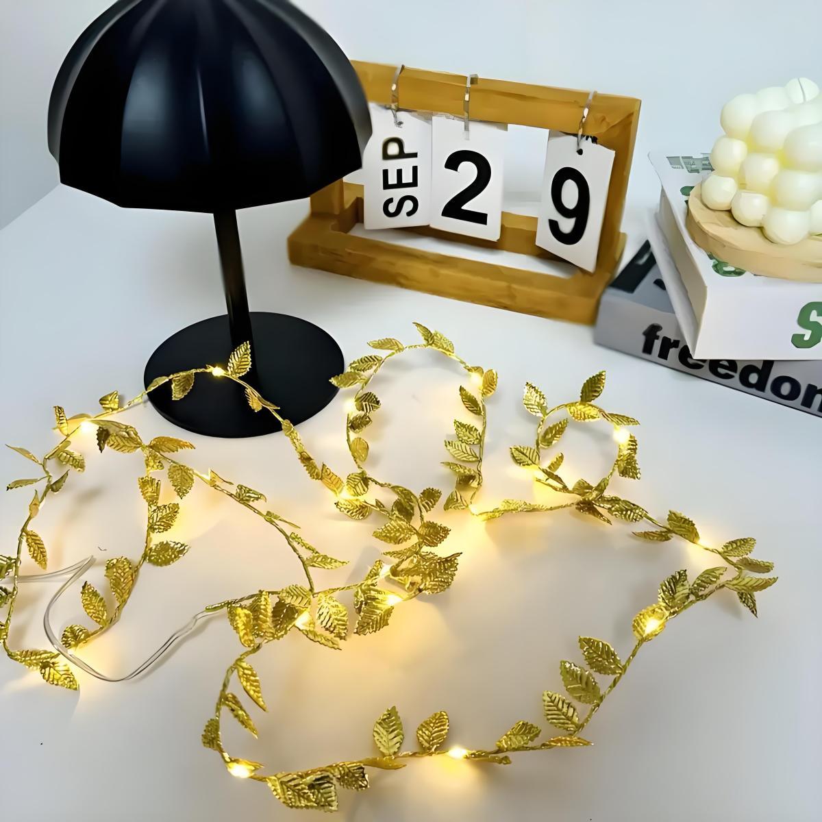 Led Romantic Golden Leaf Fairy - Lighting Decor For Diwali ulasan dan harga