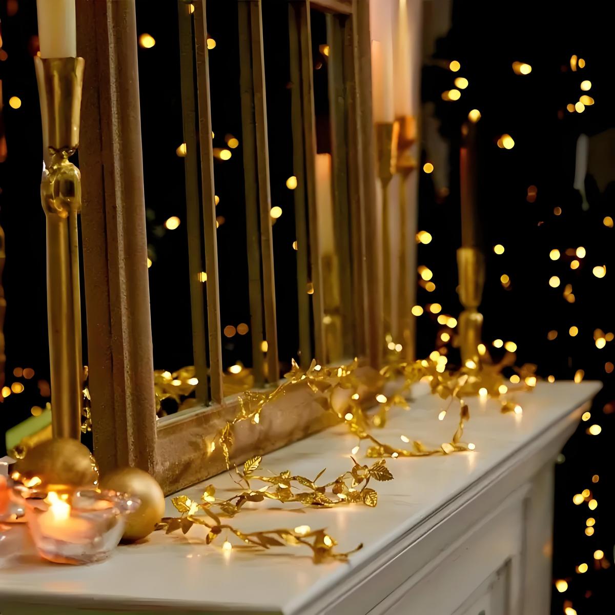 Led Romantic Golden Leaf Fairy - Lighting Decor For Diwali ulasan dan harga