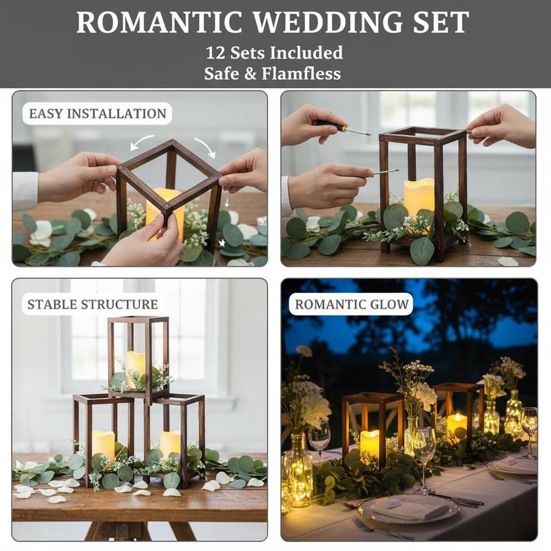 12 Set/36 Pcs Wooden Wedding L - Candle Holder Set ulasan dan harga