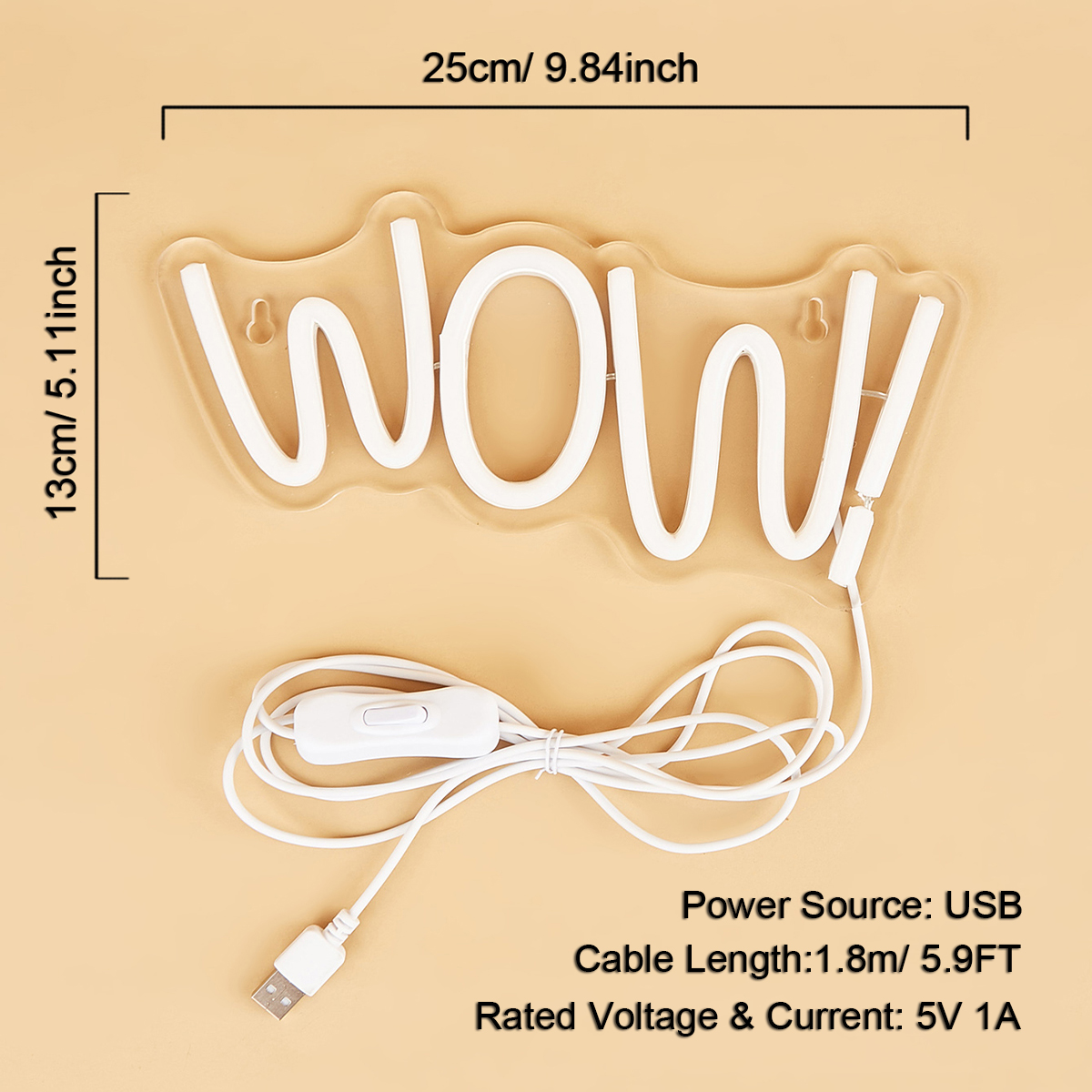 Chi-buy LED Neon WOW USB Power - Lighting Decor Wow ulasan dan harga