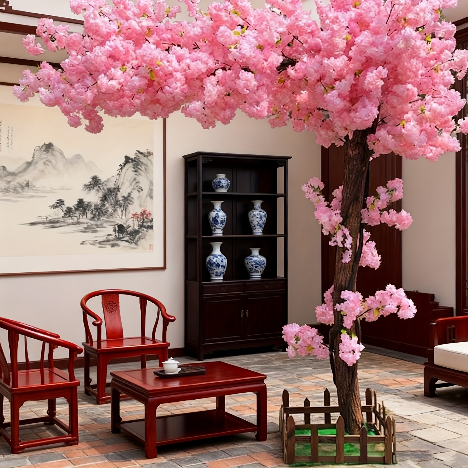 Artificial Cherry Blossom Tree - Lighting Decor Living Room ulasan dan harga