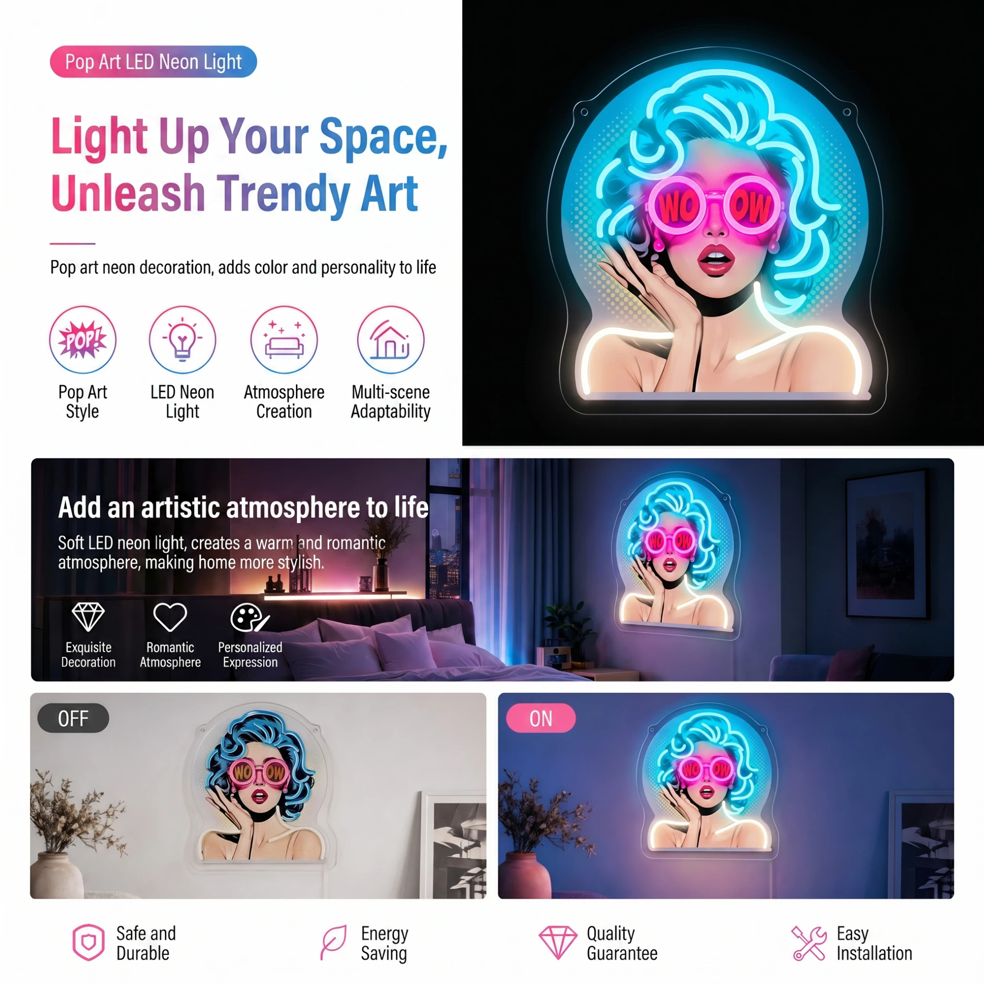 Aesthetic Neon Lights for Room - Lighting Decor Wow ulasan dan harga