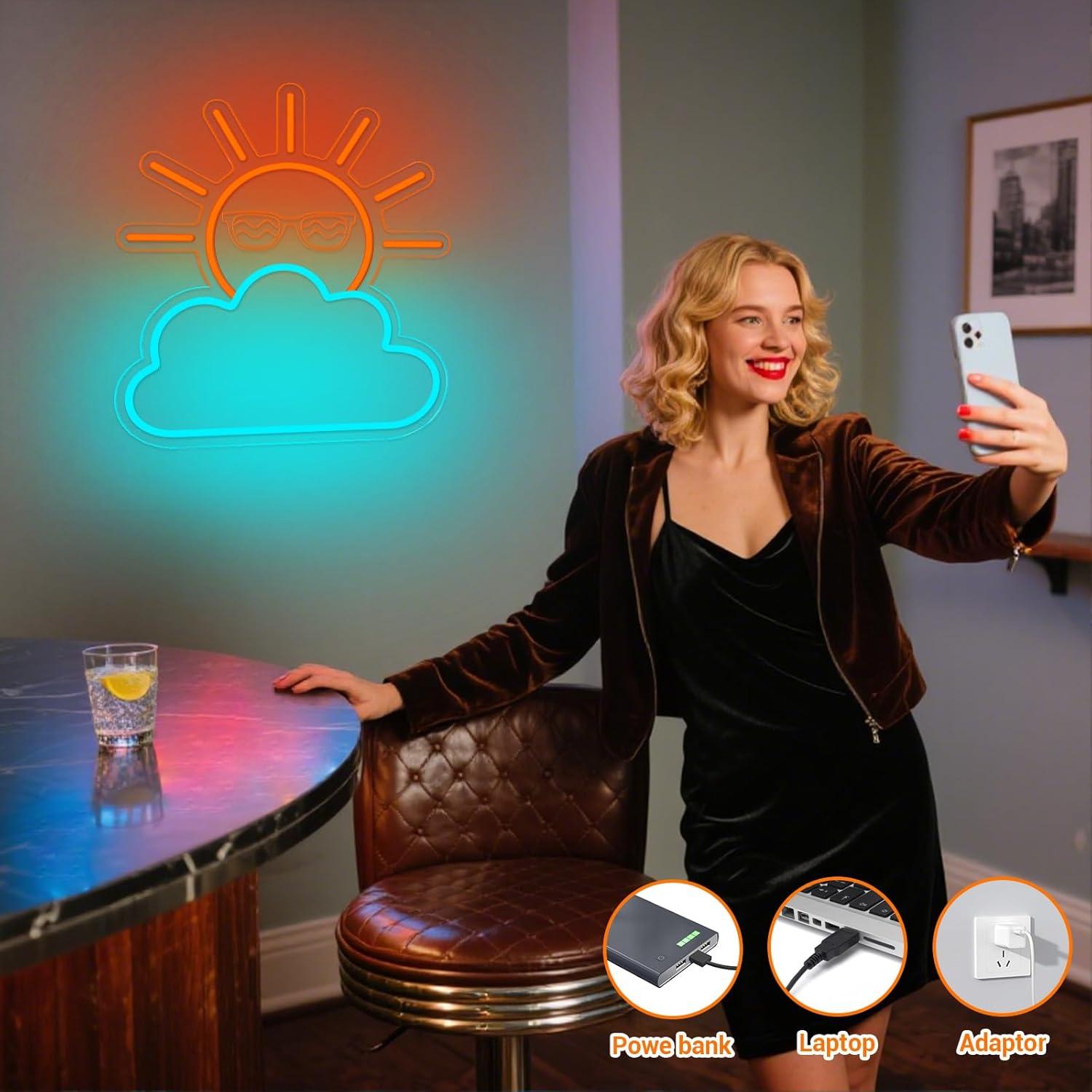 Sunrise Sunset Neon Sign USB P - Lighting Decor Living Room ulasan dan harga