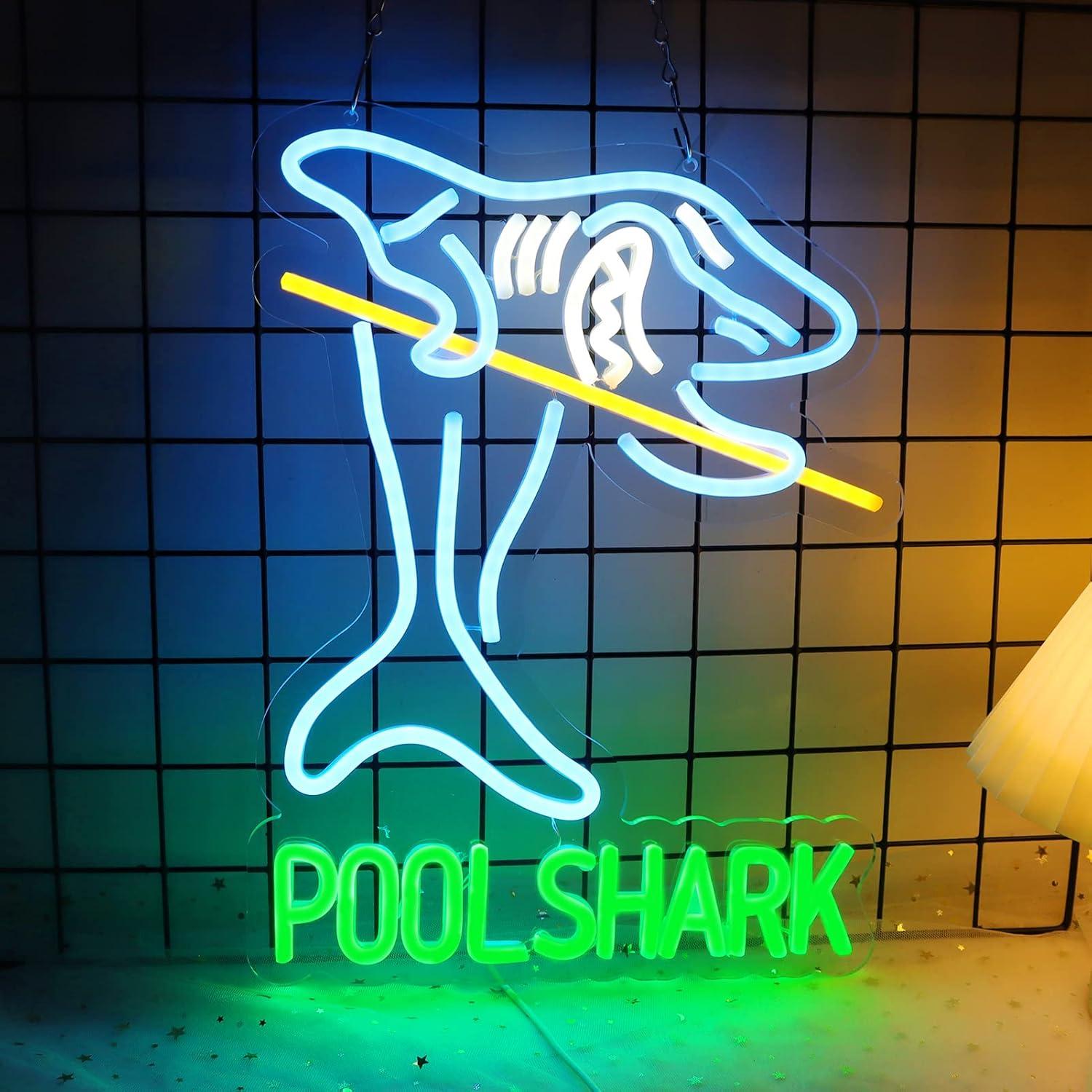 Pool Shark Billiards Neon Sign - Garage Lighting Decor ulasan dan harga