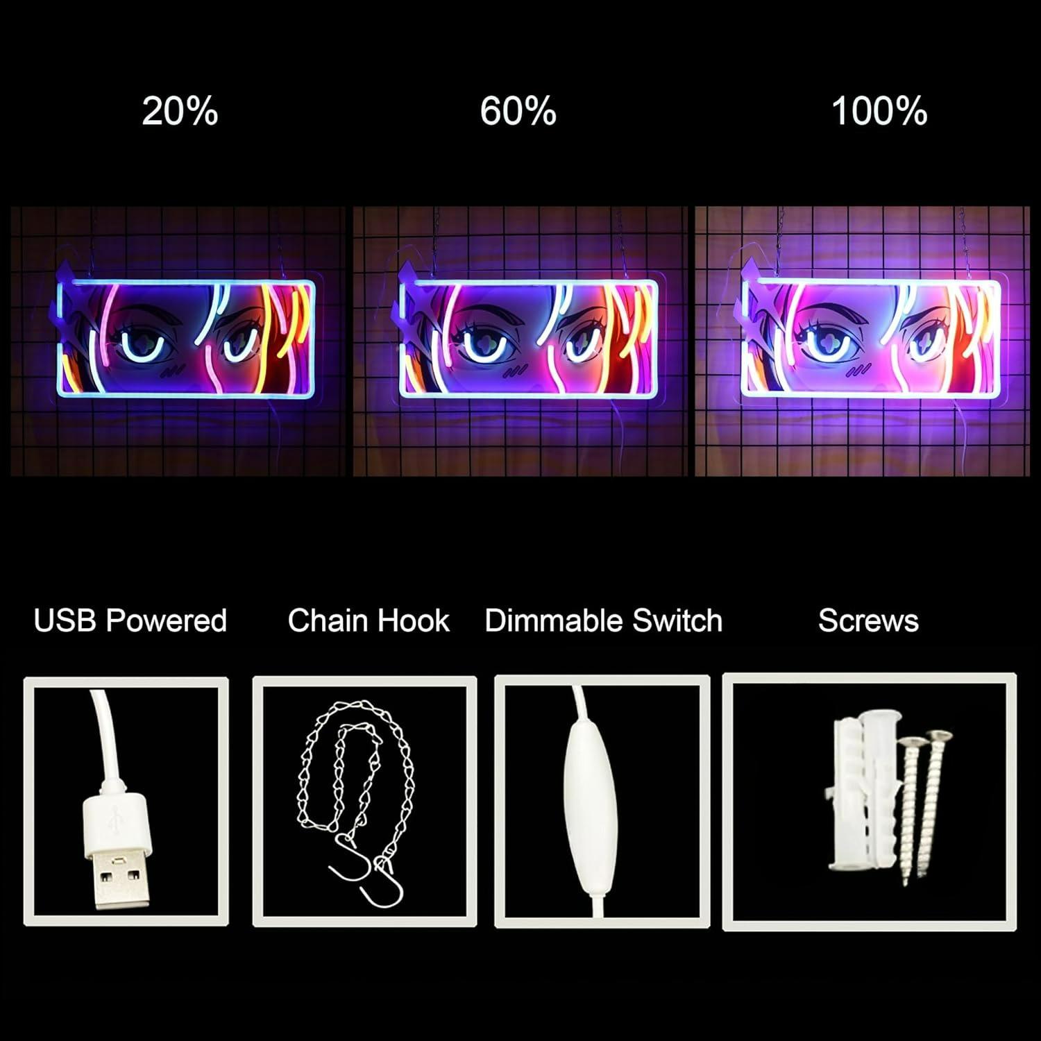 Passionate Eyes Neon Sign USB  - Garage Lighting Decor ulasan dan harga