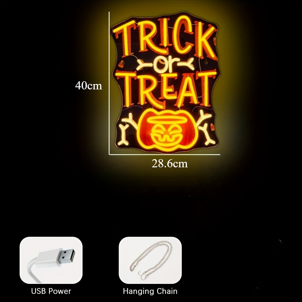 Trick or Treat Halloween Neon  - Home Decor Lighting Tricks ulasan dan harga