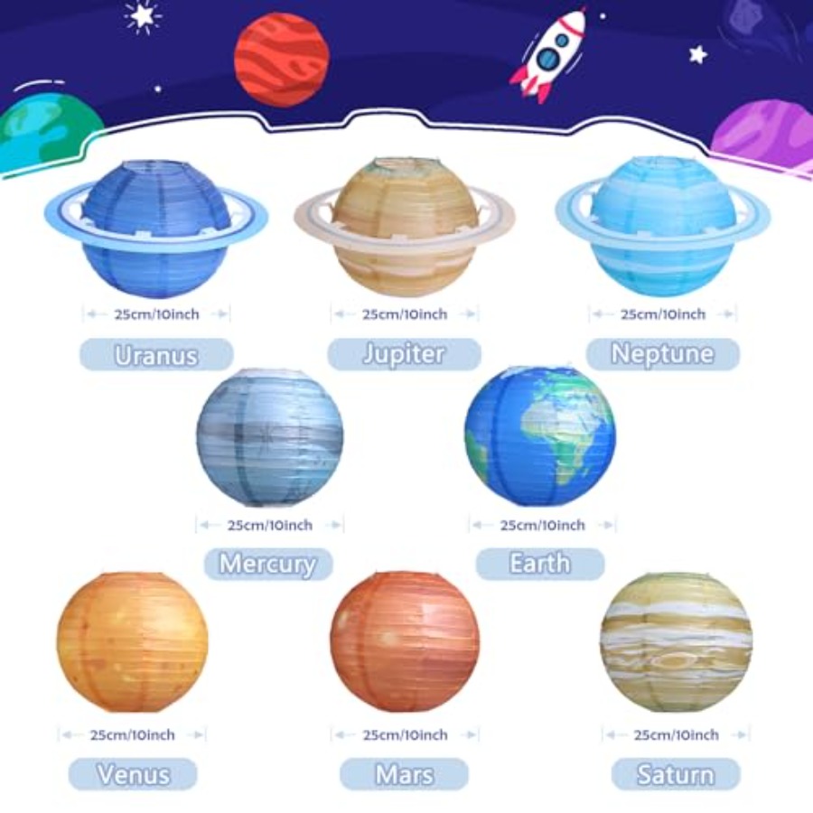 8 pcs Planet Paper Lanterns, 1 - Lantern Paper Solar ulasan dan harga