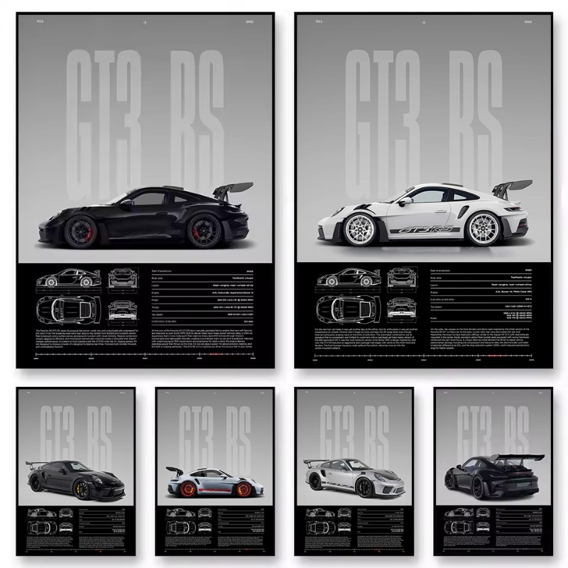 Minimalist 911 GT3-RS 718 GT4  - Lighting Mcqueen Wall Decor ulasan dan harga