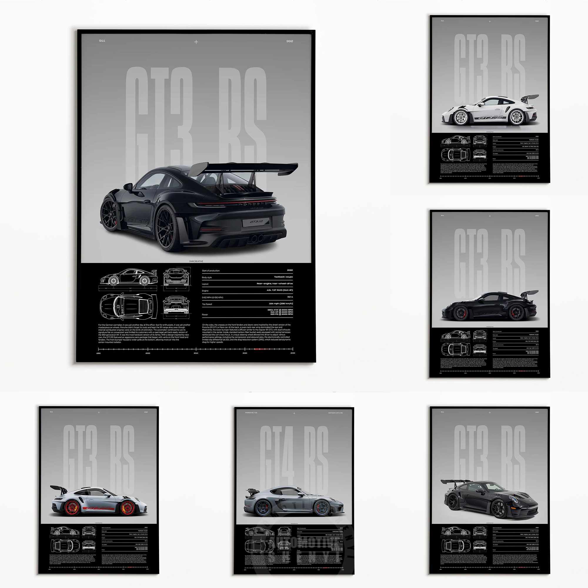 Minimalist 911 GT3-RS 718 GT4  - Lighting Mcqueen Wall Decor ulasan dan harga