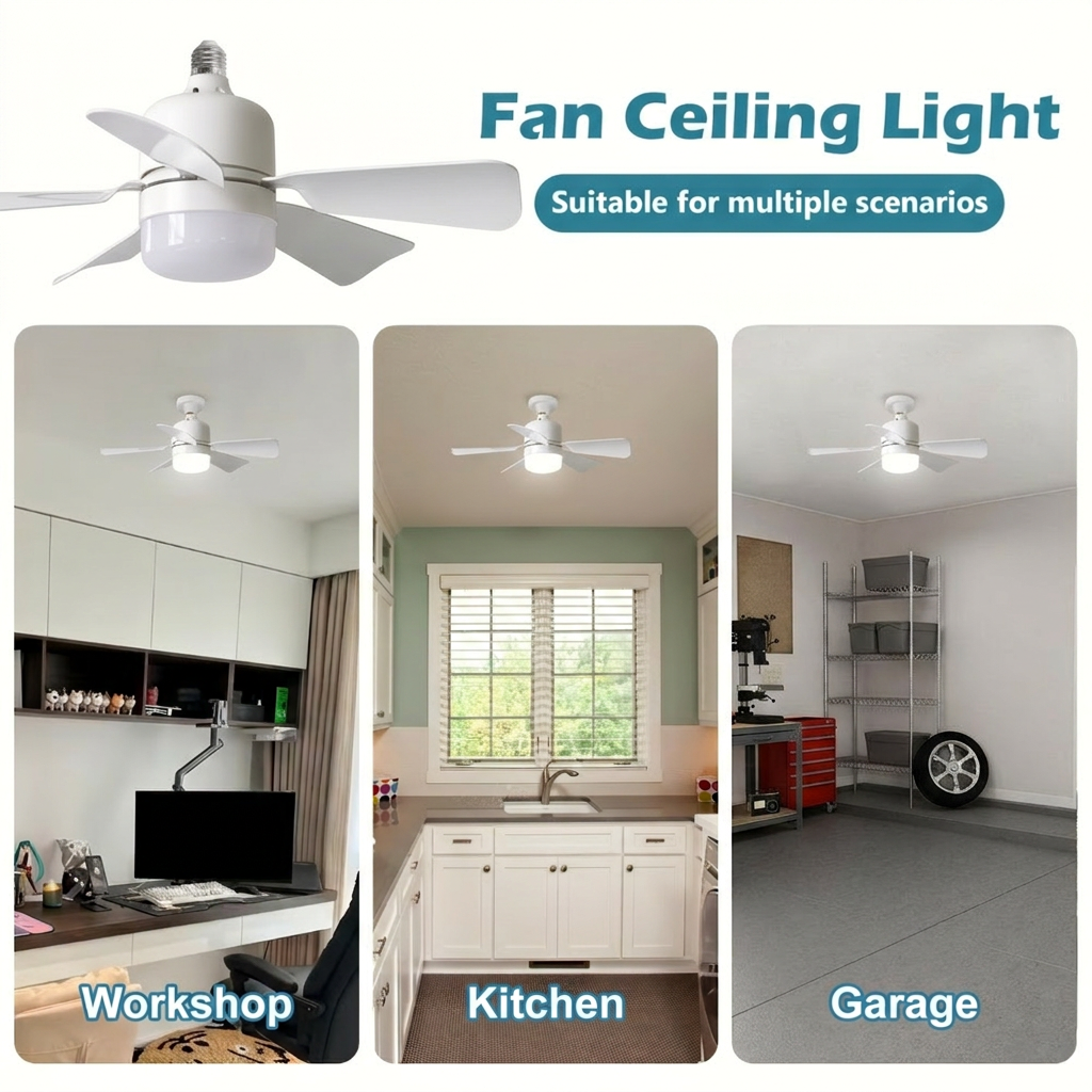Modern LED Ceiling Fan Light w - Garage Lighting Decor ulasan dan harga