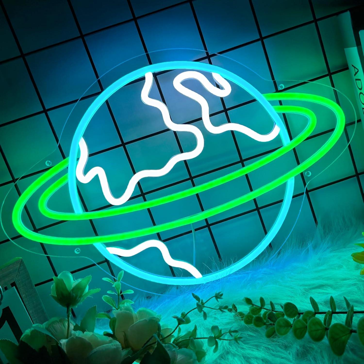 Earth Neon Sign Planet Dimmabl - Lighting Decor Living Room ulasan dan harga
