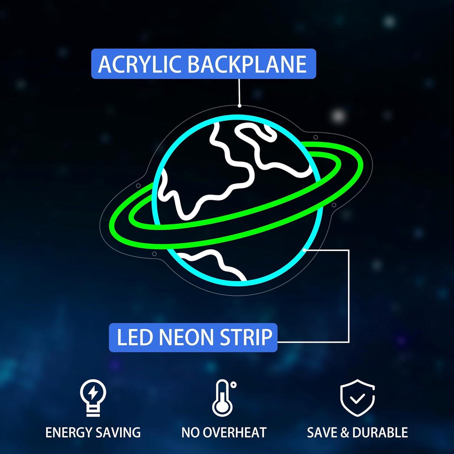 Earth Neon Sign Planet Dimmabl - Lighting Decor Living Room ulasan dan harga
