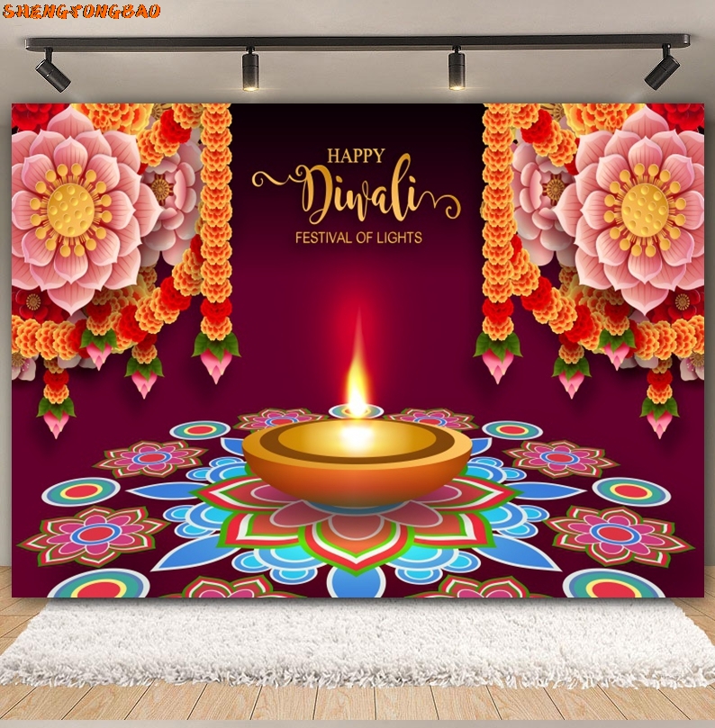 Happy Diwali Backdrop for Phot - Lighting Decor For Diwali ulasan dan harga
