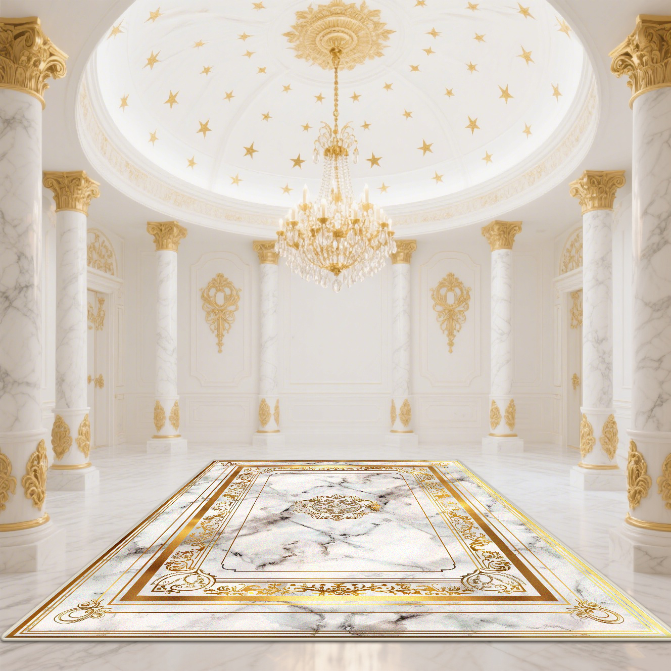 Modern White Gold Marble Patte - Garage Lighting Decor ulasan dan harga