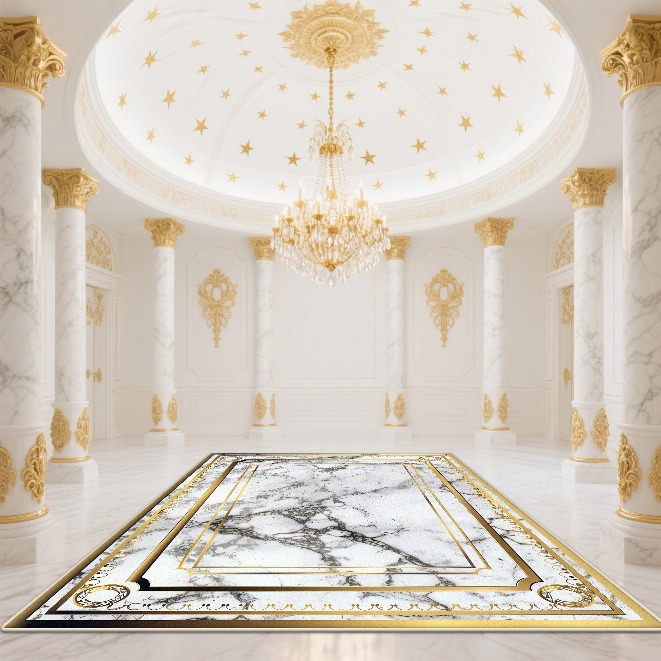 Modern White Gold Marble Patte - Garage Lighting Decor ulasan dan harga