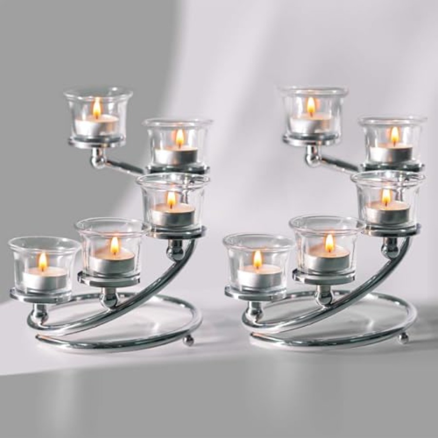 5-Piece Glass Tea Light Candle - Candle Holder Set ulasan dan harga